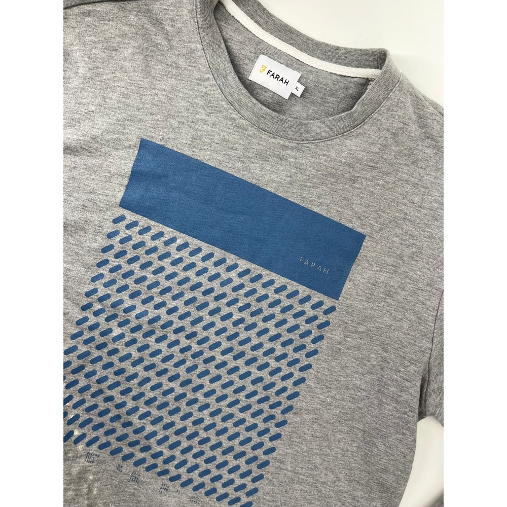 Farah Mens XL Gray Blue Geometric Graphic Crew Neck Sweatshirt Pullover